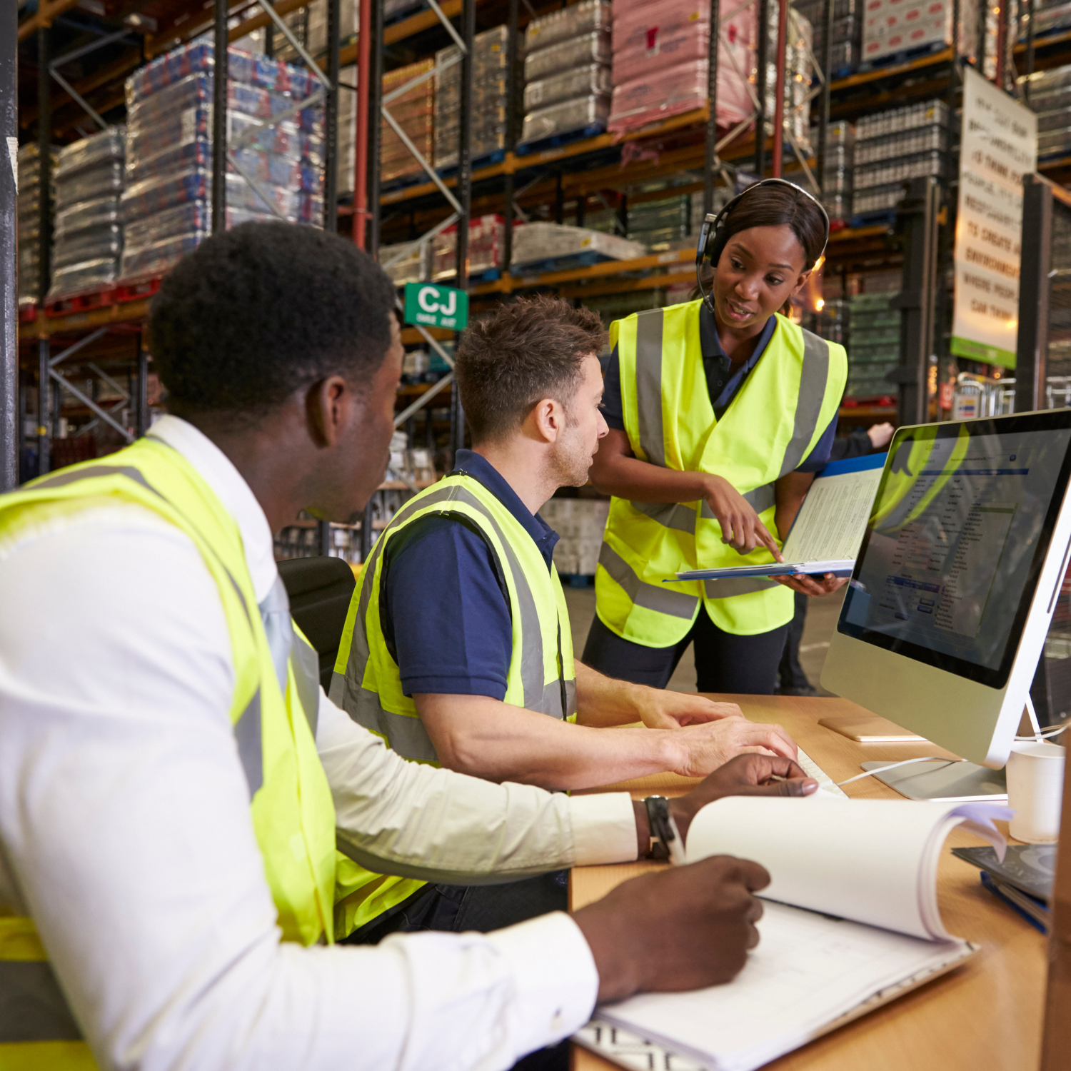 Photo d'un maître d'apprentissage en logistique qui enseigne.